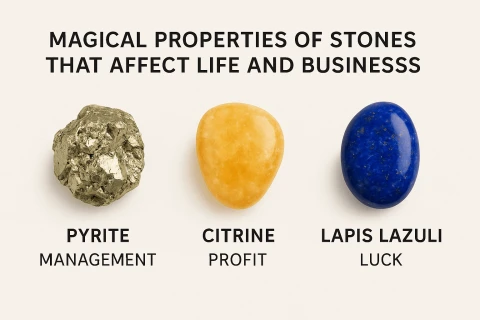 Magical properties of gemstones that influence life and business.